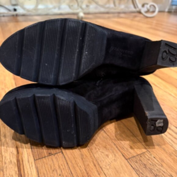 NWOT Paul Green Tall Black Suede Lug Sole Boot Size 8 - Picture 3 of 7